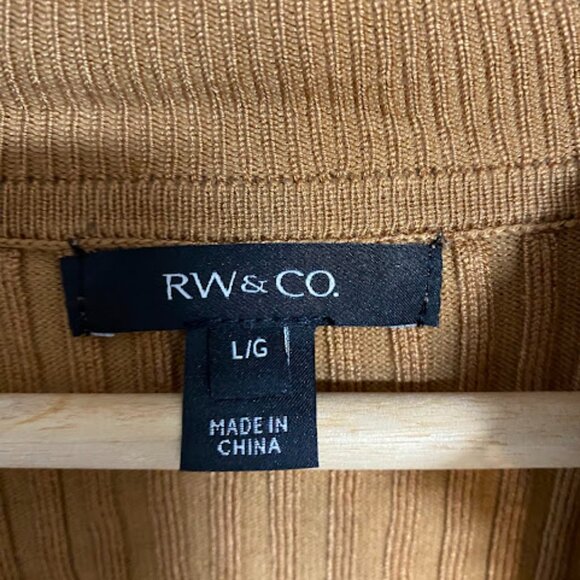 RW&CO. Brown Ribbed Knit Hook & Eye Women's Keyhole Top Size L - Picture 5 of 9